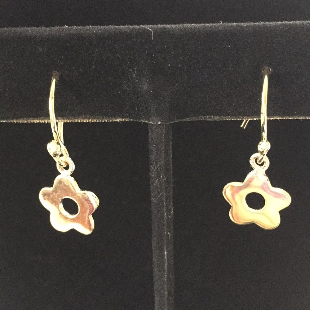 Sterling silver flower earrings with gold overlay